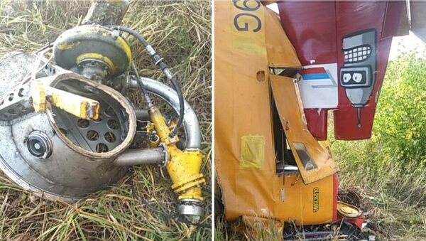 Детали самолета, разбившегося 12 сентября 2018 года в Ульяновской области при выполнении сельскохозяйственных работ