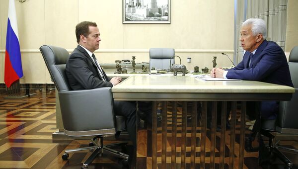 Председатель правительства РФ Дмитрий Медведев встретился с главой Дагестана Владимиром Васильевым. 13 сентября 2018