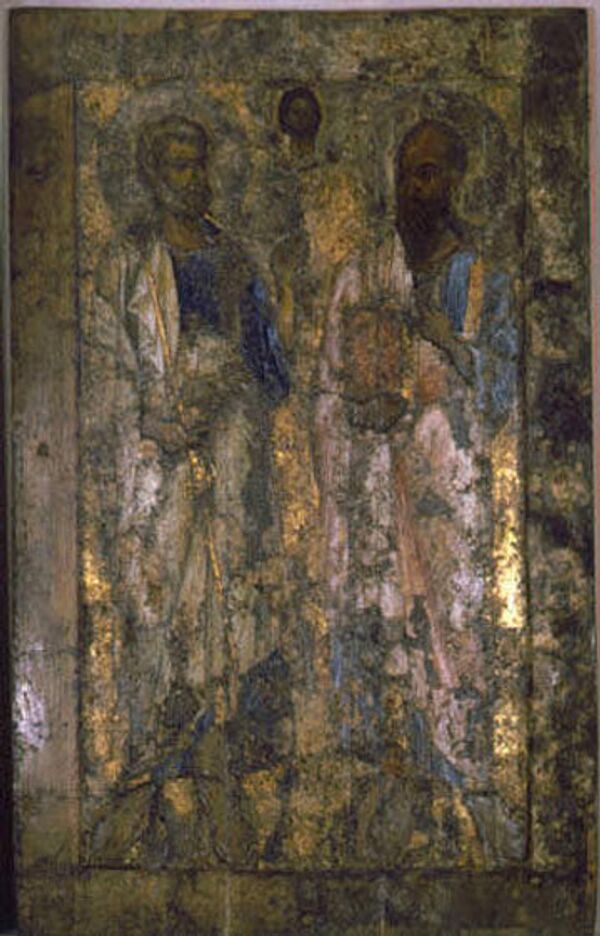 Икона Апостолы Петр и Павел. Конец XI в. Из Софийского собора
