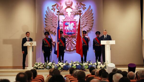 Врио главы Воронежской области Александр Гусев во время церемонии инаугурации. 15 сентября 2018
