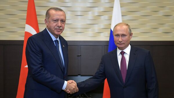 Владимир Путин и президент Турции Реджеп Тайип Эрдоган во время встречи в Сочи. 17 сентября 2018