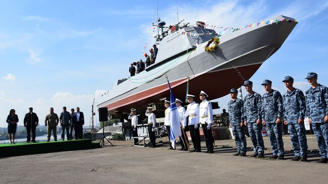 Спуск на воду катера Кентавр ВМС Украины 