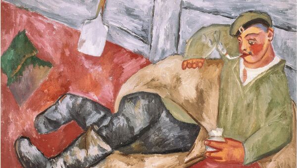 Выставка М. Ларионова. Отдыхающий солдат. 1911
