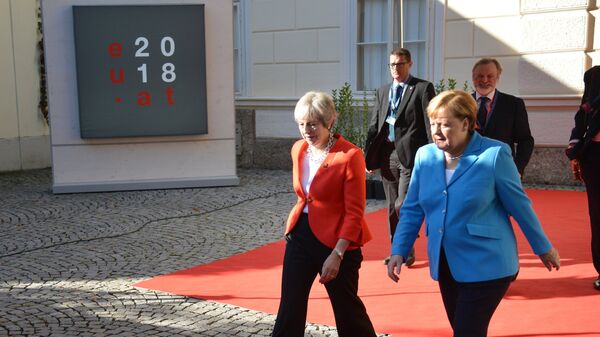 Канцлер ФРГ Ангела Меркель и премьер-министр Великобритании Тереза Мэй в Зальцбурге, Австрия. 20 сентября 2018