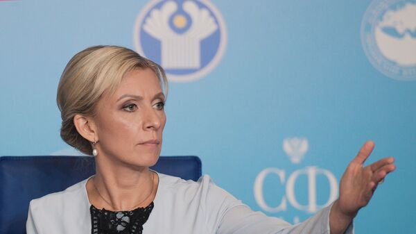 Официальный представитель министерства иностранных дел России Мария Захарова во время брифинга в Санкт-Петербурге. 20 сентября 2018