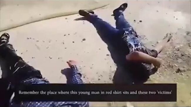 Стоп-кадр видеозаписи инсценировки химатаки в сирийском Идлибе, опубликованной SANA