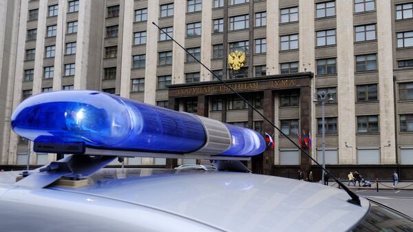 Автомобиль полиции у здания Государственной Думы РФ. Архивное фото