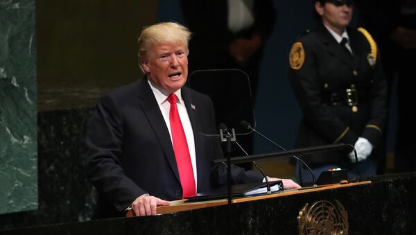Президент США Дональд Трамп на открытии Генеральной ассамблеи в Нью-Йорке. 25 сентября 2018