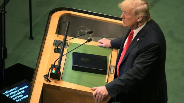 Президент США Дональд Трамп выступает на Генеральной Ассамблее Организации Объединенных Наций