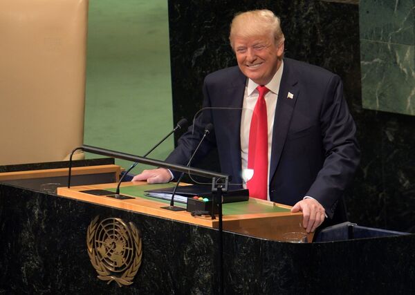 Президент США Дональд Трамп выступает на Генеральной ассамблее ООН в Нью-Йорке Президент США Дональд Трамп выступает на Генеральной ассамблее ООН в Нью-Йорке
