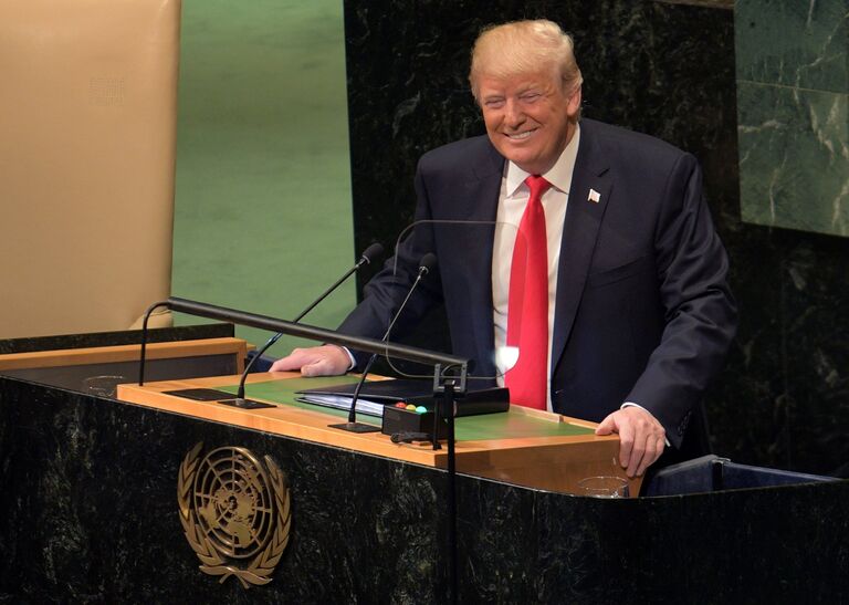 Президент США Дональд Трамп выступает на Генеральной ассамблее ООН в Нью-Йорке Президент США Дональд Трамп выступает на Генеральной ассамблее ООН в Нью-Йорке