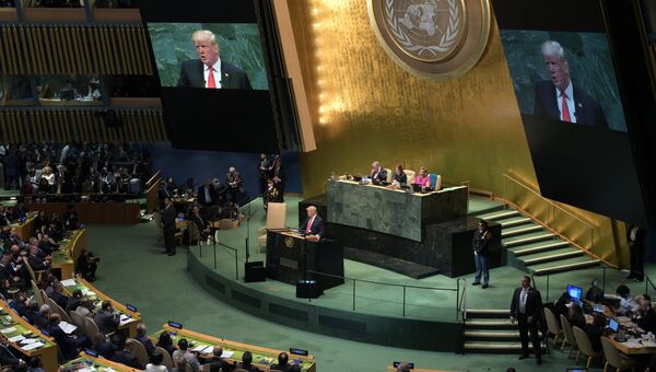 Президент США Дональд Трамп выступает на Генеральной ассамблее ООН в Нью-Йорке
