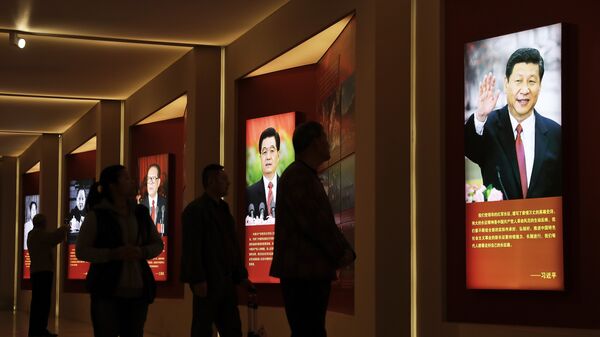 Потртрет председателя КНР Си Цзиньпиня и его предшественников на этом посту в военно-историческом музее в Пекине, Китай. Архивное фото