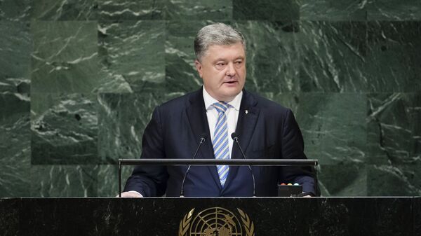 Президент Украины Петр Порошенко выступает на Генеральной Ассамблее ООН в Нью-Йорке. Архивное фото