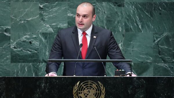 Премьер-министр Грузии Мамука Бахтадзе во время выступления на 73-й сессии Генеральной ассамблеи ООН