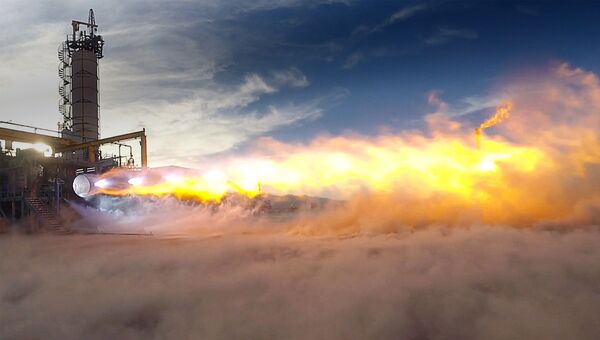 Испытания двигателя BE-4 на заводе компании Blue Origin. Архивное фото