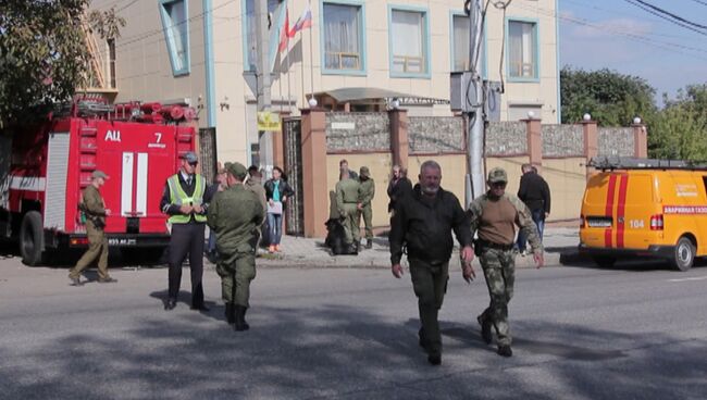 Кадры с места взрыва в Донецке