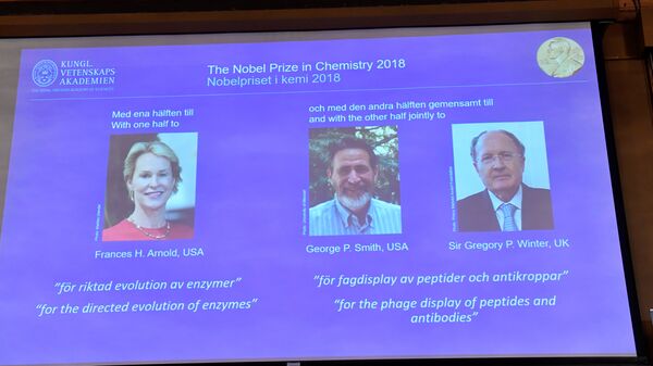 Объявление лауреатов Нобелевской премии 2018 года по химии в Стокгольме