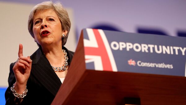 Премьер-министр Великобритании Тереза Мэй на закрытии съезда Консервативной партии. 3 октября 2018