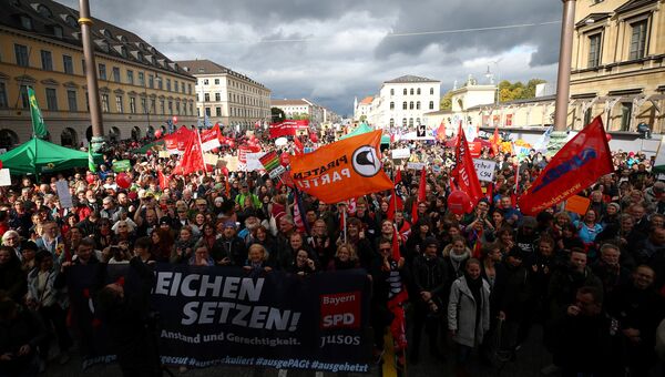Демонстрация в Мюнхене против разворота политического курса Баварии вправо. 3 октября 2018