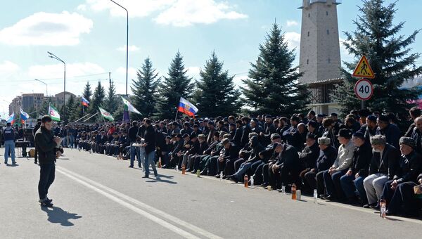 Митинг в Магасе против установления границы с Чеченской Республикой. Архивное фото