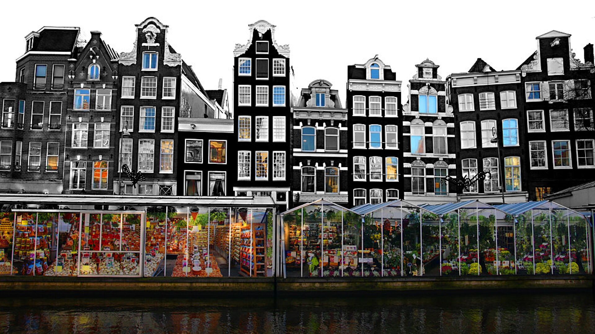 Цветочный рынок Блюменмаркт, Амстердам, Голландия