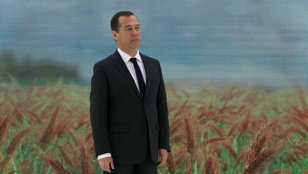 Председатель правительства РФ Дмитрий Медведев на церемонии вручения государственных наград работникам сельскохозяйственной отрасли. Архивное фото