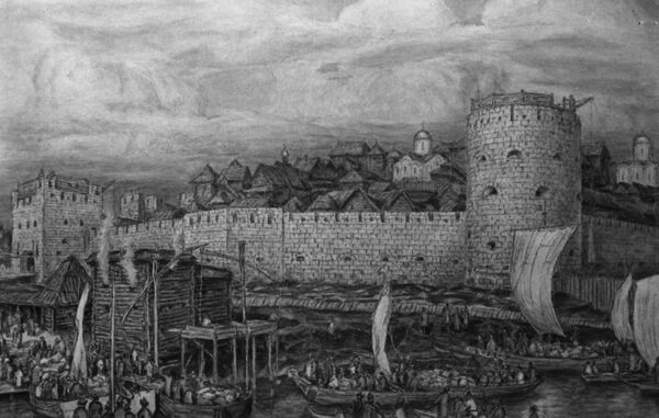 Картина Вид на Московский Кремль при Дмитрии Донском. Художник Аполлинарий Михайлович Васнецов. 1922г. Из собрания Музея истории Москвы Картина Вид на Московский Кремль при Дмитрии Донском. Художник Аполлинарий Михайлович Васнецов. 1922г. Из собрания Музея истории Москвы