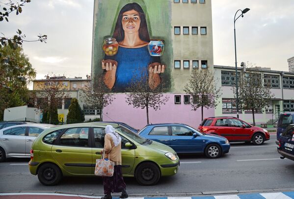 Рисунок на здании в городе Сараево