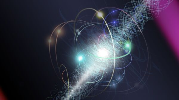 Атом, электрон и окружающая его свита из виртуальных частиц