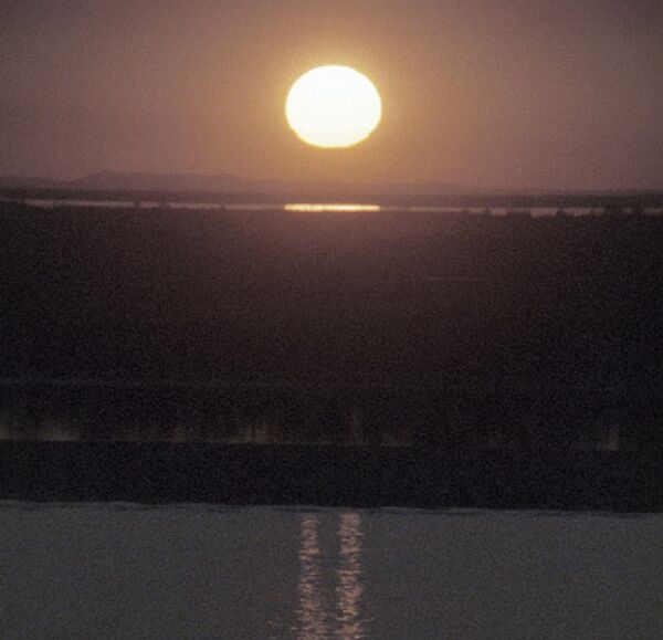 Закат на реке Амур.