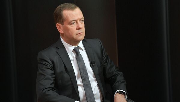 Председатель правительства РФ Дмитрий Медведев во время интервью телеканалу Euronews. 16 октября 2018