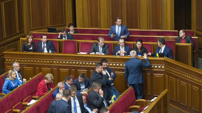 Депутаты на заседании Верховной рады Украины в Киеве. Архивное фото