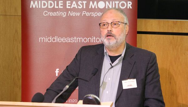 Саудовский журналист Джамаль Хашукджи выступает на мероприятии организованном Middle East Monitor в Лондоне. 29 сентября 2018