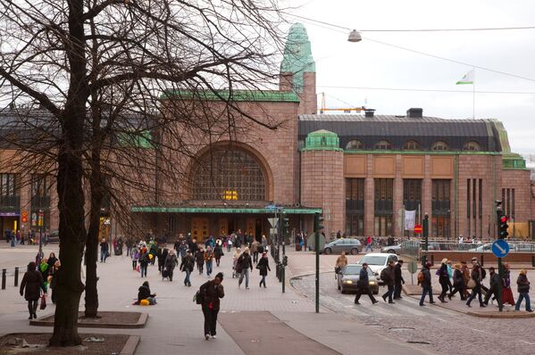 Здание центрального железнодорожного вокзала в Хельсинки