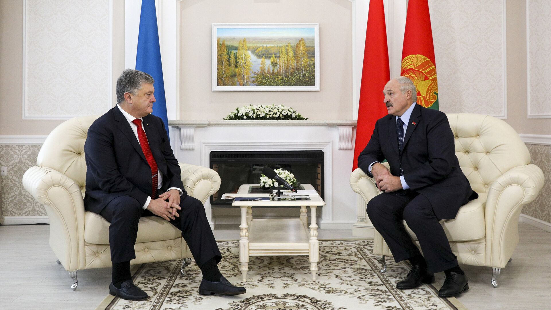  Президент Белоруссии Александр Лукашенко во время встречи с президентом Украины Петром Порошенко - РИА Новости, 1920, 09.11.2021