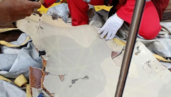 Обломки самолета Boeing 737, потерпевшего крушение в Индонезии