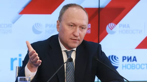 Руководитель Департамента строительства города Москвы Андрей Бочкарев во время пресс-конференции