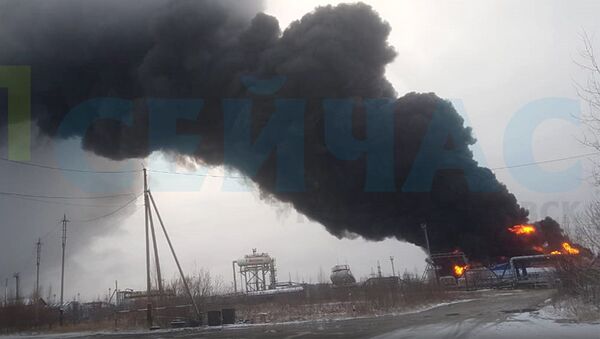 Пожар на нефтебазе в Ханты-Мансийском автономном округе