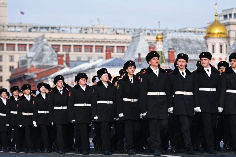 Марш, посвященный 77-летию военного парада 1941 года, на Красной площади в Москве