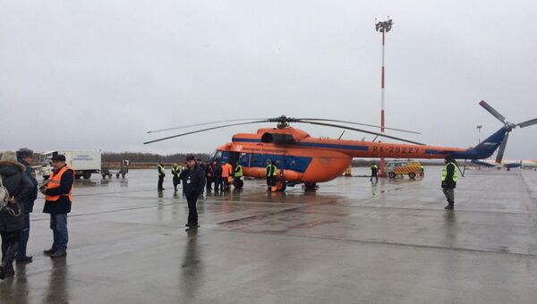 Прибытие вертолёта с места происшествия в аэропорт Архангельск. 8 ноября 2018