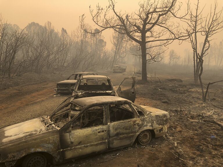 Последствия лесных пожаров в Калифорнии, США