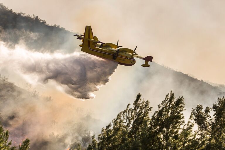 Тушение лесных пожаров в Калифорнии, США