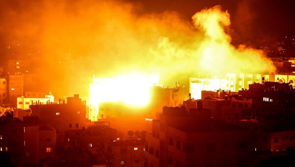 Удар по палестинской телекомпании Аль-Акса в секторе Газа. Архивное фото
