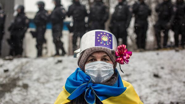 Участница протестных митингов за евроинтеграцию Украины в Киеве
