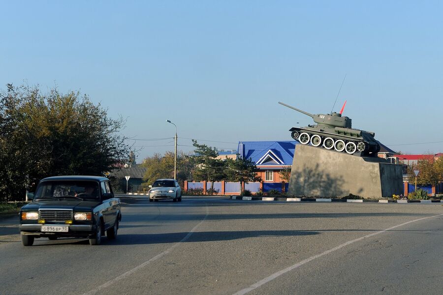 Танк Т-34 Кущевский колхозник в станице Кущевская Краснодарского края