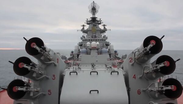 Кадры пусков ракето-торпед комплекса Водопад с крейсера Петр Великий
