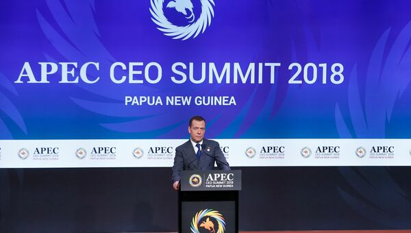 Премьер-министр РФ Д. Медведев на саммите АТЭС в Папуа – Новой Гвинее. 17 ноября 2018