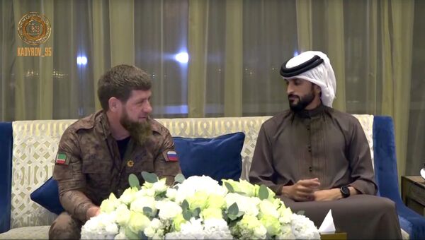 Главы Чеченской Республики Рамзан Кадыров и принц Королевства Бахрейн шейх Насер бин Хамад Аль Халифа во время встречи. 17 ноября 2018
