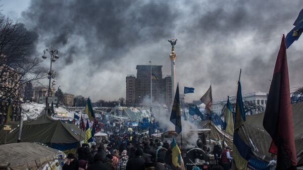 Лагерь митингующих на площади Независимости в Киеве